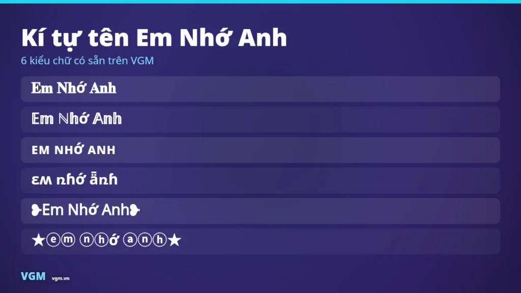 Tên Em Nhớ Anh Kí Tự Đặc Biệt – Nickname Tâm Trạng