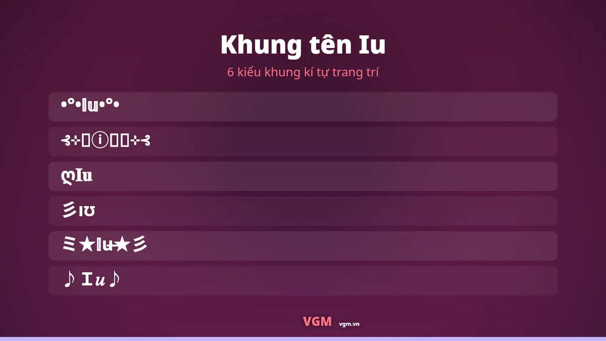 6 khung kí tự trang trí ghép quanh tên Iu