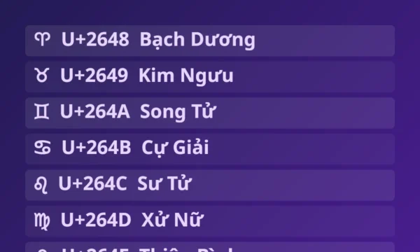 Kí Tự Cung Hoàng Đạo ♈ – Bộ 12 Cung Copy 1 Chạm