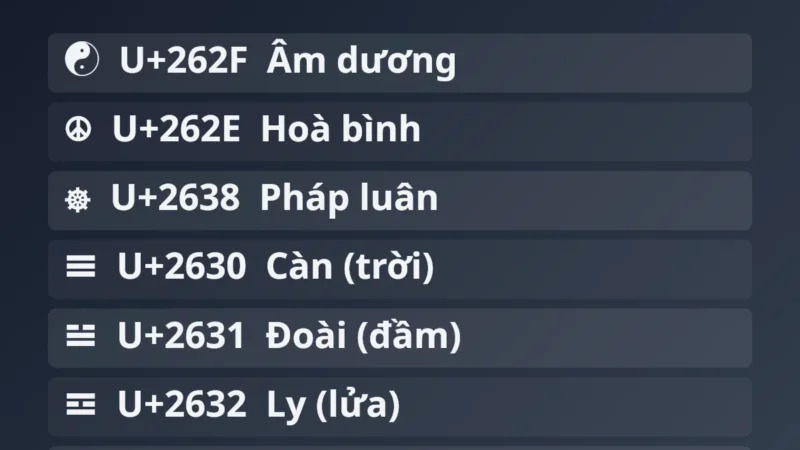 Kí Tự Âm Dương ☯ – Ký Hiệu Âm Dương Copy 1 Chạm