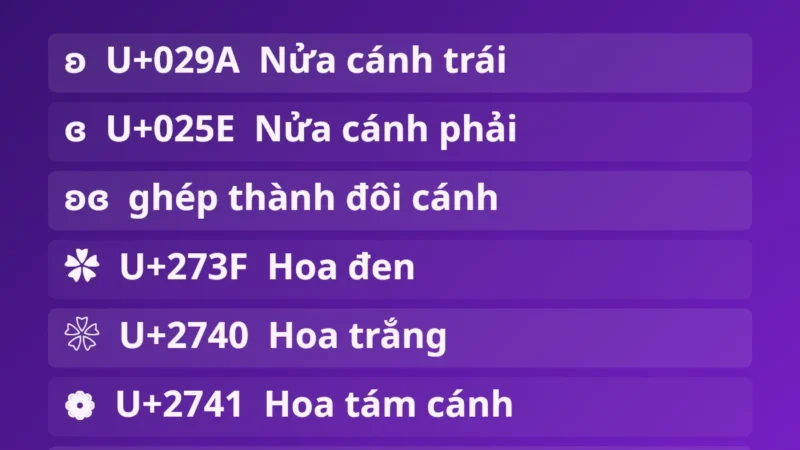 Kí Tự Con Bướm 🦋 – Ký Hiệu Bướm Copy 1 Chạm