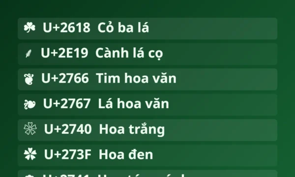 Kí Tự Lá Cây 🌿 – Ký Hiệu Lá Cây Copy 1 Chạm