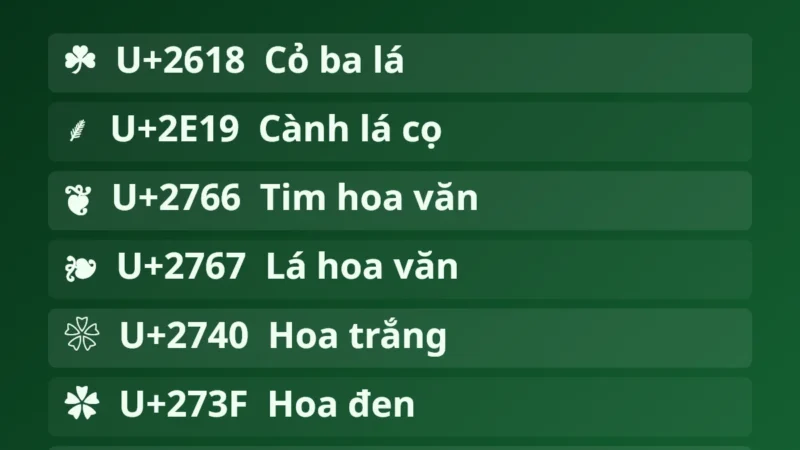 Kí Tự Lá Cây 🌿 – Ký Hiệu Lá Cây Copy 1 Chạm
