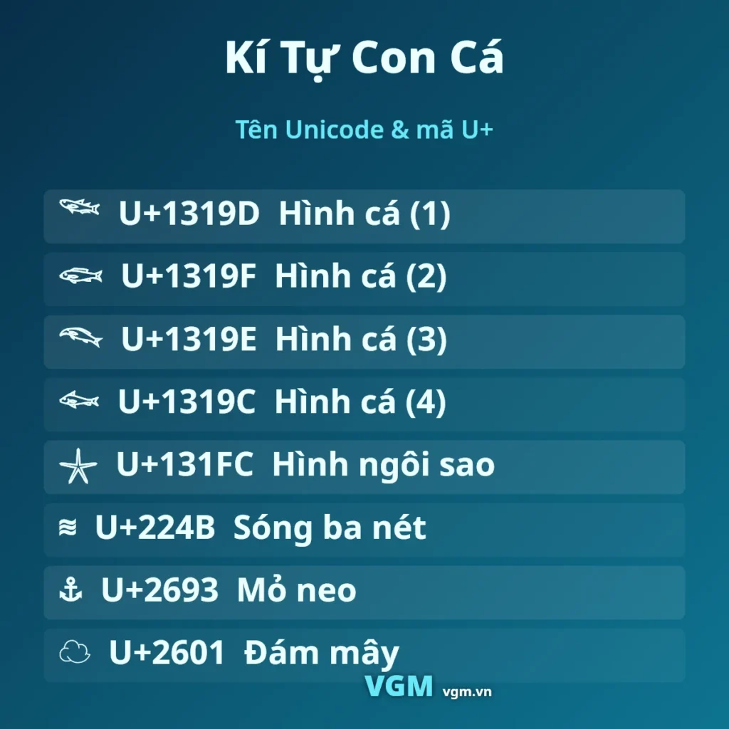 Kí Tự Con Cá 🐟 – Ký Hiệu Cá Copy 1 Chạm