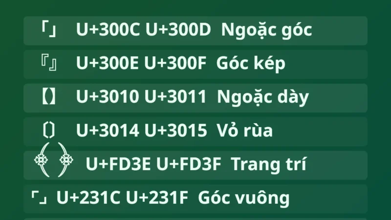 Kí Tự Dấu Ngoặc 「」 – Ngoặc Đẹp Copy 1 Chạm