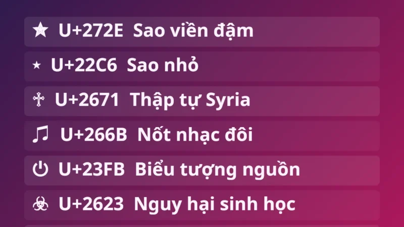 Kí Hiệu Y2K ✮ – Kí Tự Cute Y2K Copy 1 Chạm