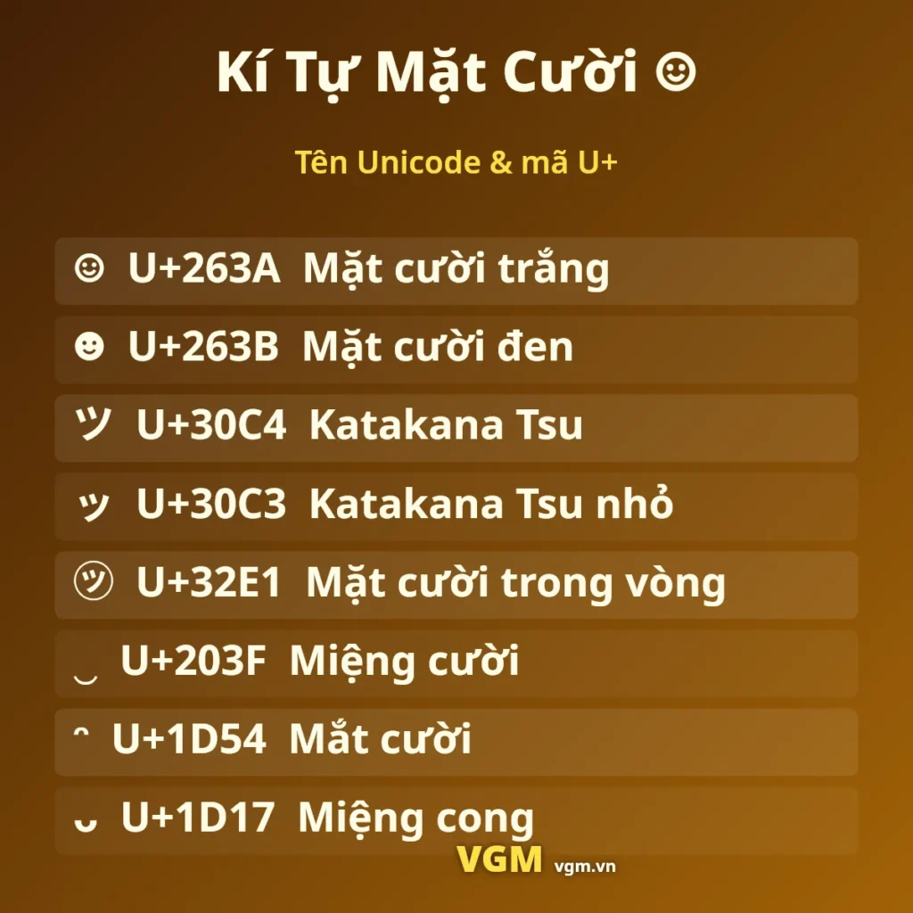 Kí Tự Mặt Cười ☺ – Ký Hiệu Mặt Cười Copy 1 Chạm