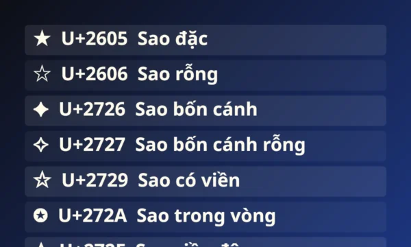 Kí Tự Ngôi Sao ★ – Ký Hiệu Sao Copy 1 Chạm