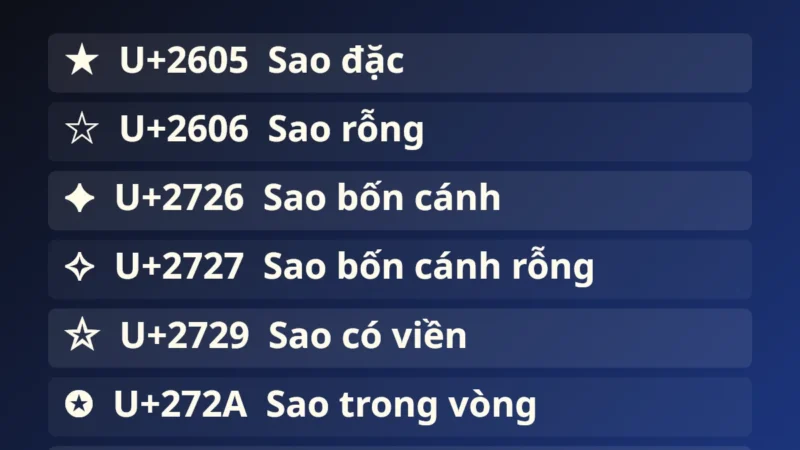 Kí Tự Ngôi Sao ★ – Ký Hiệu Sao Copy 1 Chạm
