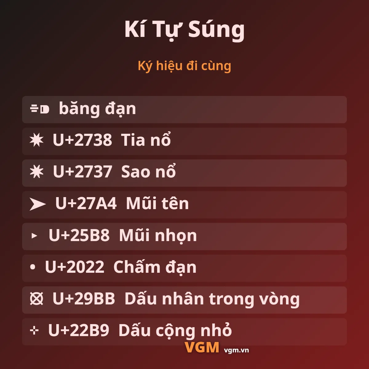 Kí Tự Súng 🔫 – các ký hiệu đi cùng và mã U+