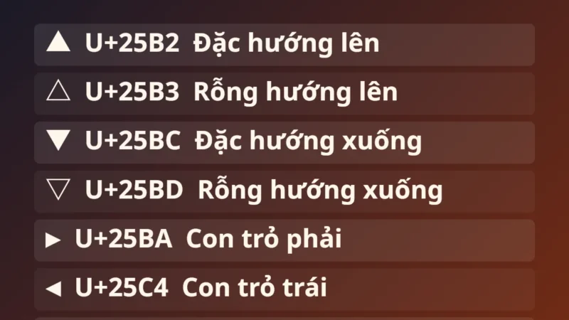 Kí Tự Tam Giác ▲ – Ký Hiệu Tam Giác Copy 1 Chạm